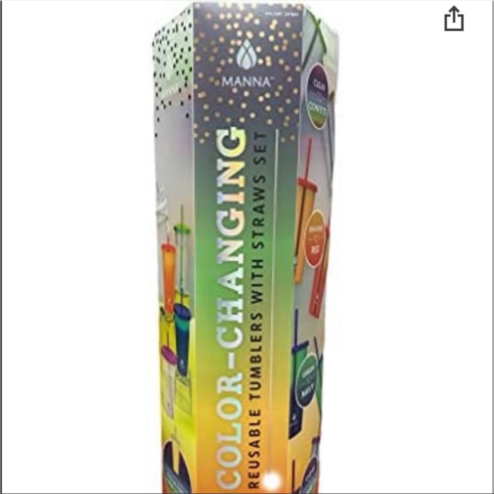 MANNA 12 Pack Color Changing Confetti Plastic Tumblers